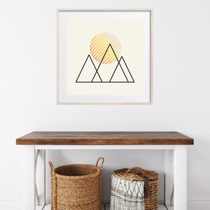 Minimalist Mountain Art Print Scenic Home Decor with Gradient Pattern, Modern Design, Printable Wall Art, Instant Download image 7