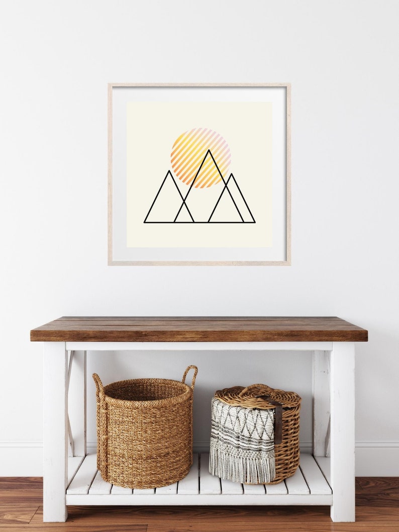 Minimalist Mountain Art Print Scenic Home Decor with Gradient Pattern, Modern Design, Printable Wall Art, Instant Download image 7