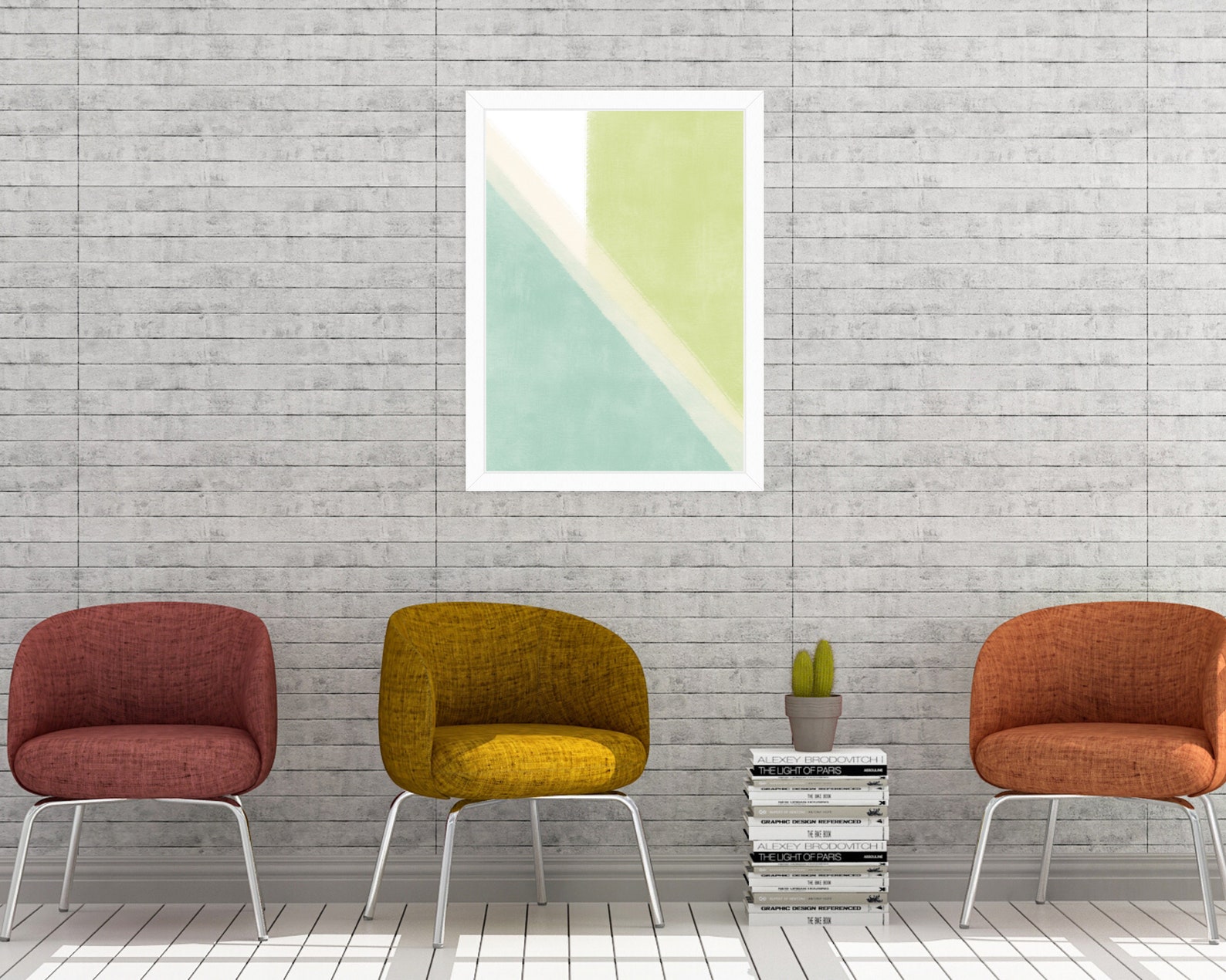 Shades of Green Geometric Art Print, Bright and Unique Wall Art ...