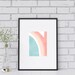 Coral &amp; Teal Art Print, Bright Wall Art, Art Printable, Abstract ...