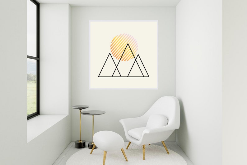 Minimalist Mountain Art Print Scenic Home Decor with Gradient Pattern, Modern Design, Printable Wall Art, Instant Download image 5