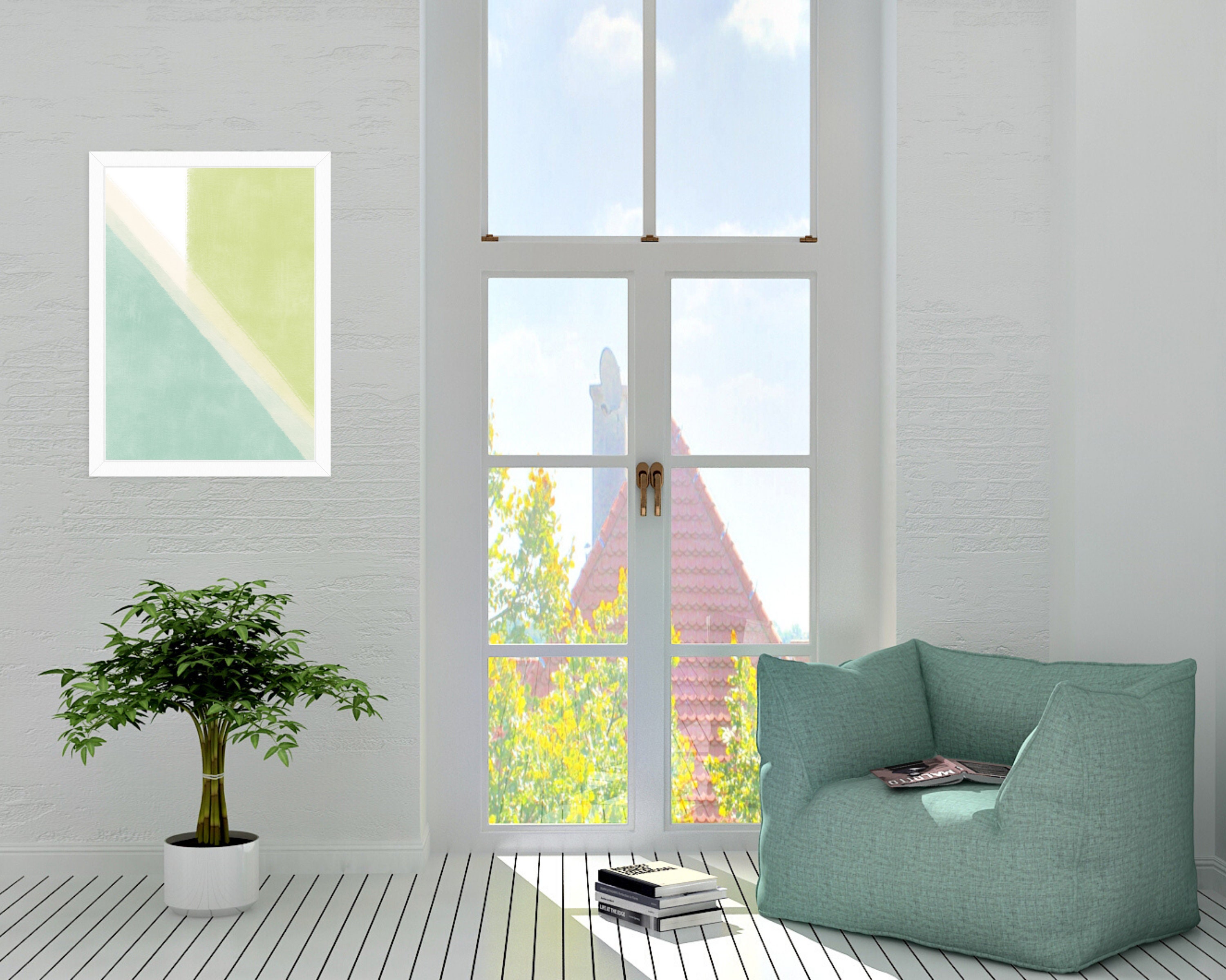 Shades of Green Geometric Art Print, Bright and Unique Wall Art ...