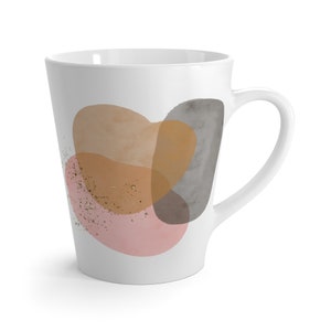 Abstract Boho Latte Mug | 12 oz. White Ceramic Mug with a Unique, Colorful Design | The Perfect Gift for Coffee & Latte Lovers