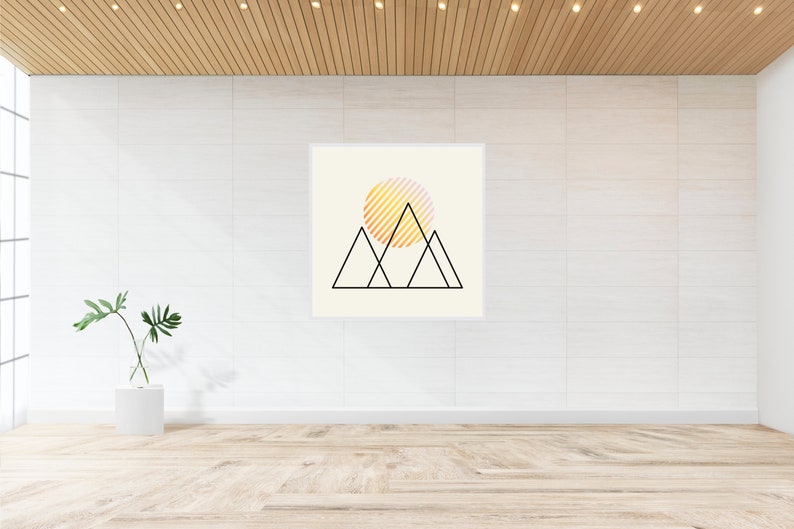Minimalist Mountain Art Print Scenic Home Decor with Gradient Pattern, Modern Design, Printable Wall Art, Instant Download image 2