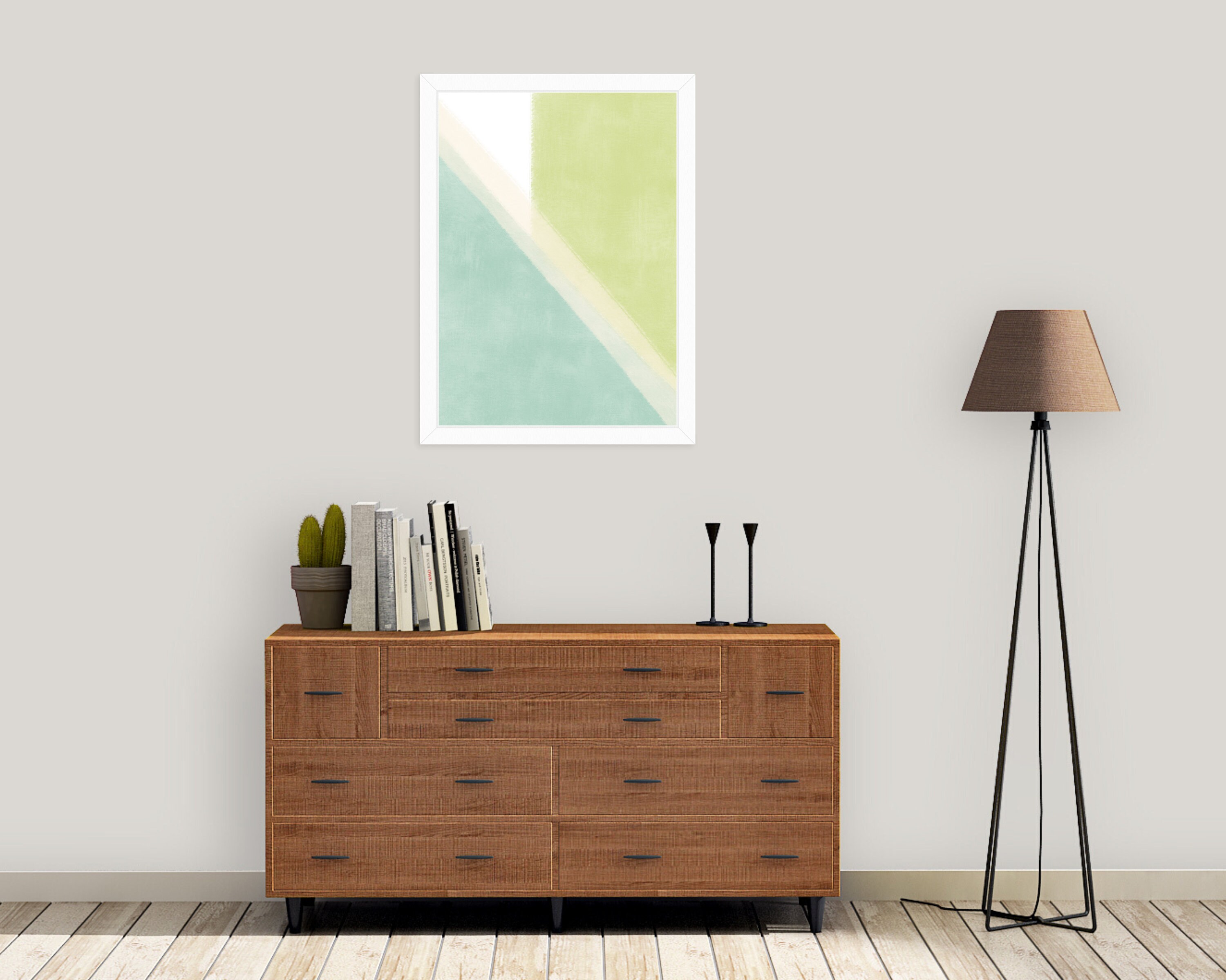 Shades of Green Geometric Art Print, Bright and Unique Wall Art ...