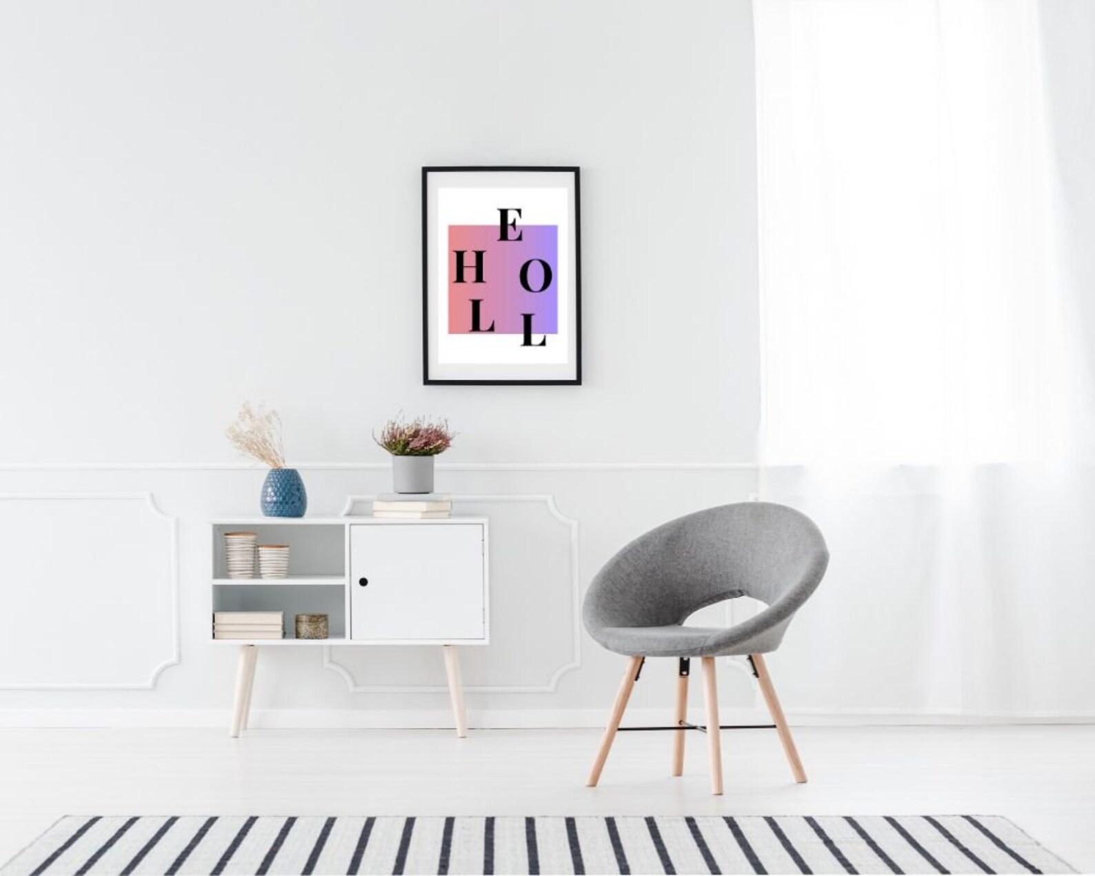 Hello Abstract Design Printable Art Piece, Bold Lettering, Bright and ...