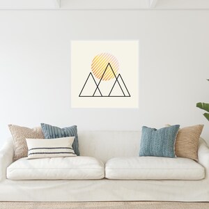 Minimalist Mountain Art Print Scenic Home Decor with Gradient Pattern, Modern Design, Printable Wall Art, Instant Download image 3