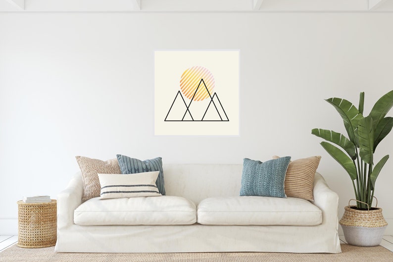 Minimalist Mountain Art Print Scenic Home Decor with Gradient Pattern, Modern Design, Printable Wall Art, Instant Download image 3