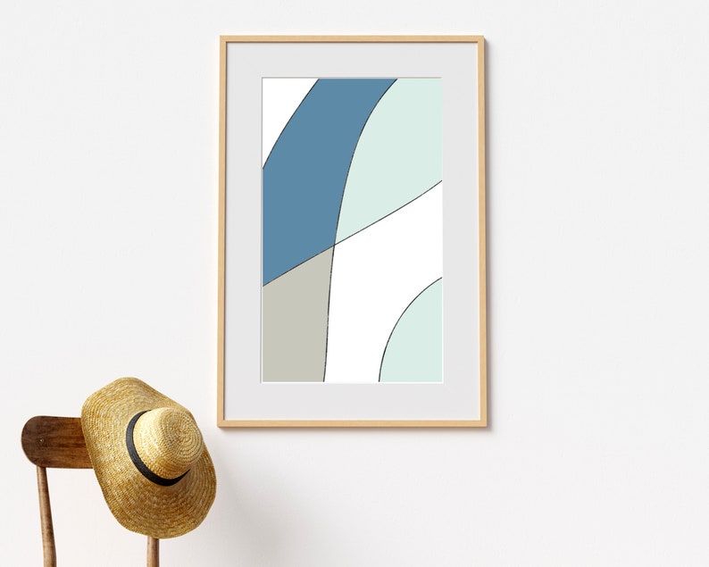 Blue Abstract Art Print Printable Wall Art Shades of Blue Etsy