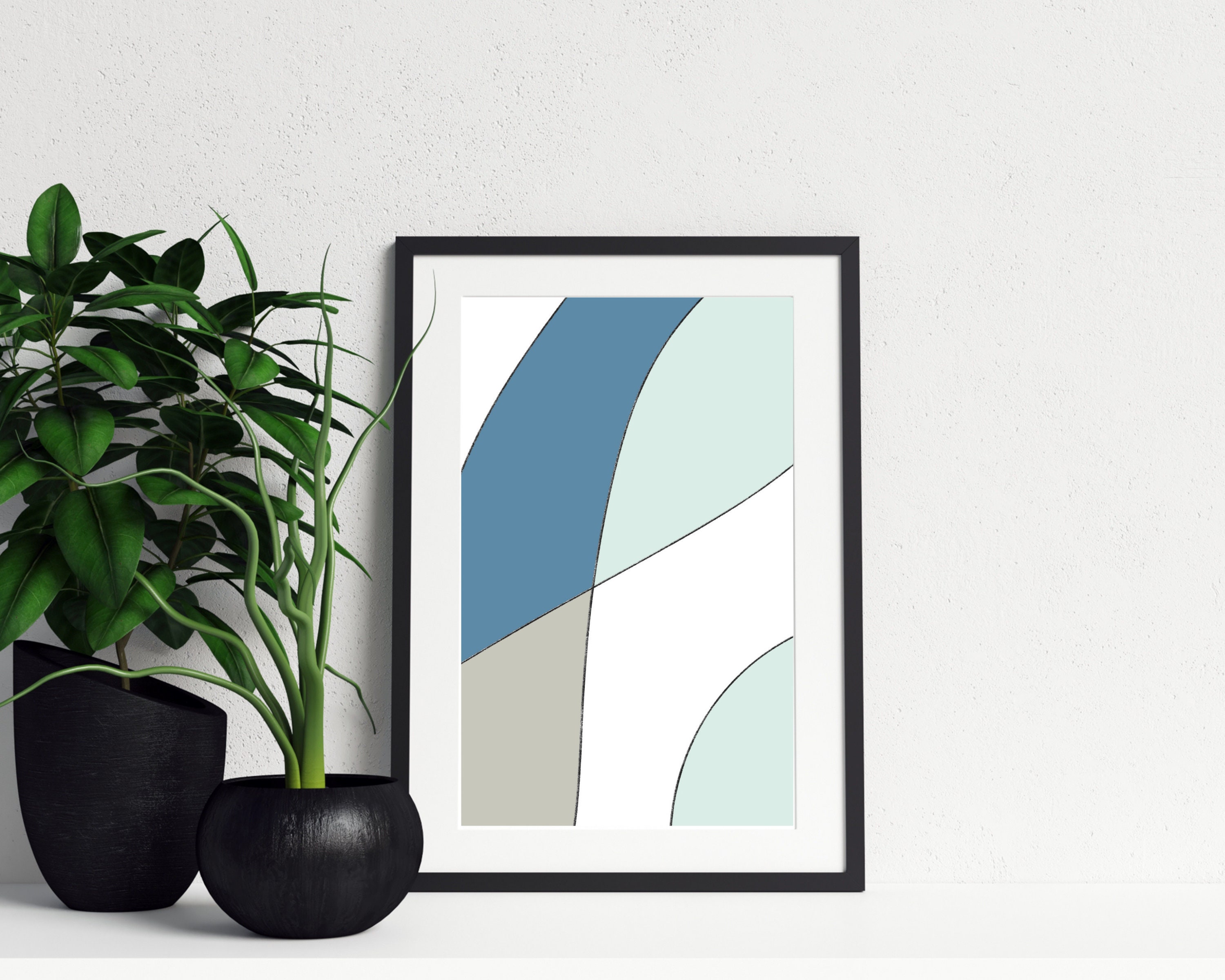 Blue Abstract Art Print Printable Wall Art Shades of Blue - Etsy