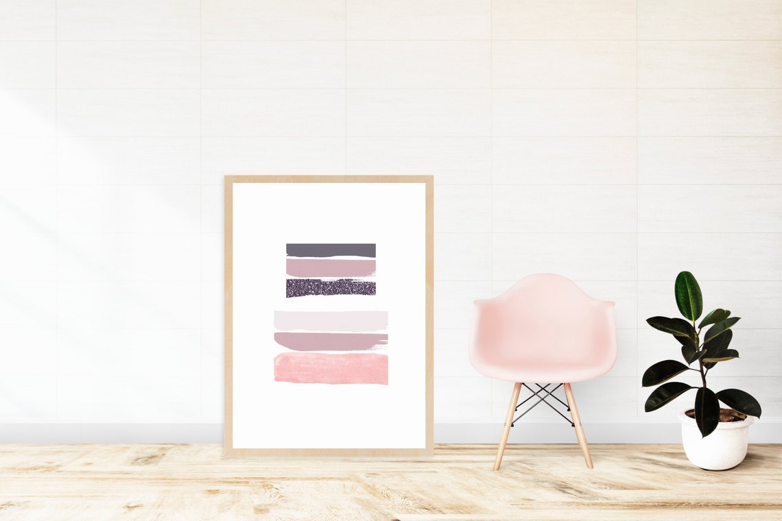 Abstract Art Print in Pink Mauve and Purple Glitter Etsy