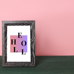 Hello Abstract Design Printable Art Piece, Bold Lettering, Bright and ...