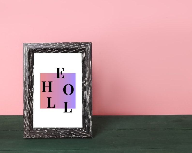 Hello Abstract Design Printable Art Piece, Bold Lettering, Bright and ...