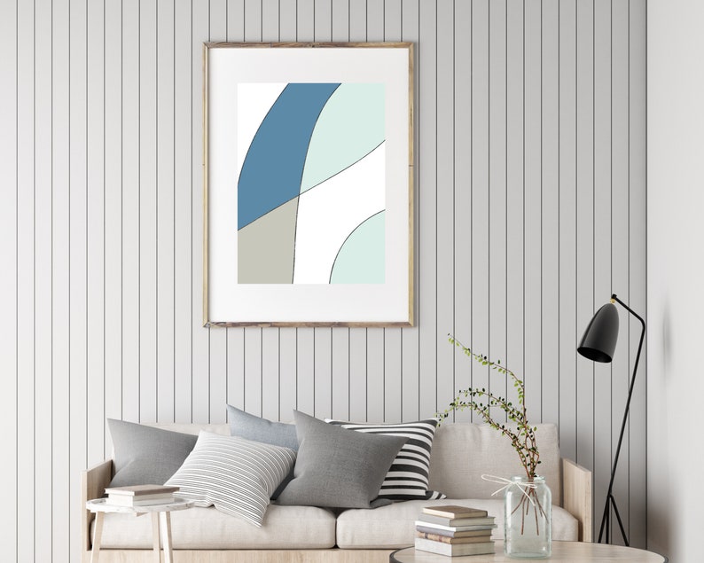 Blue Abstract Art Print Printable Wall Art Shades of Blue Etsy