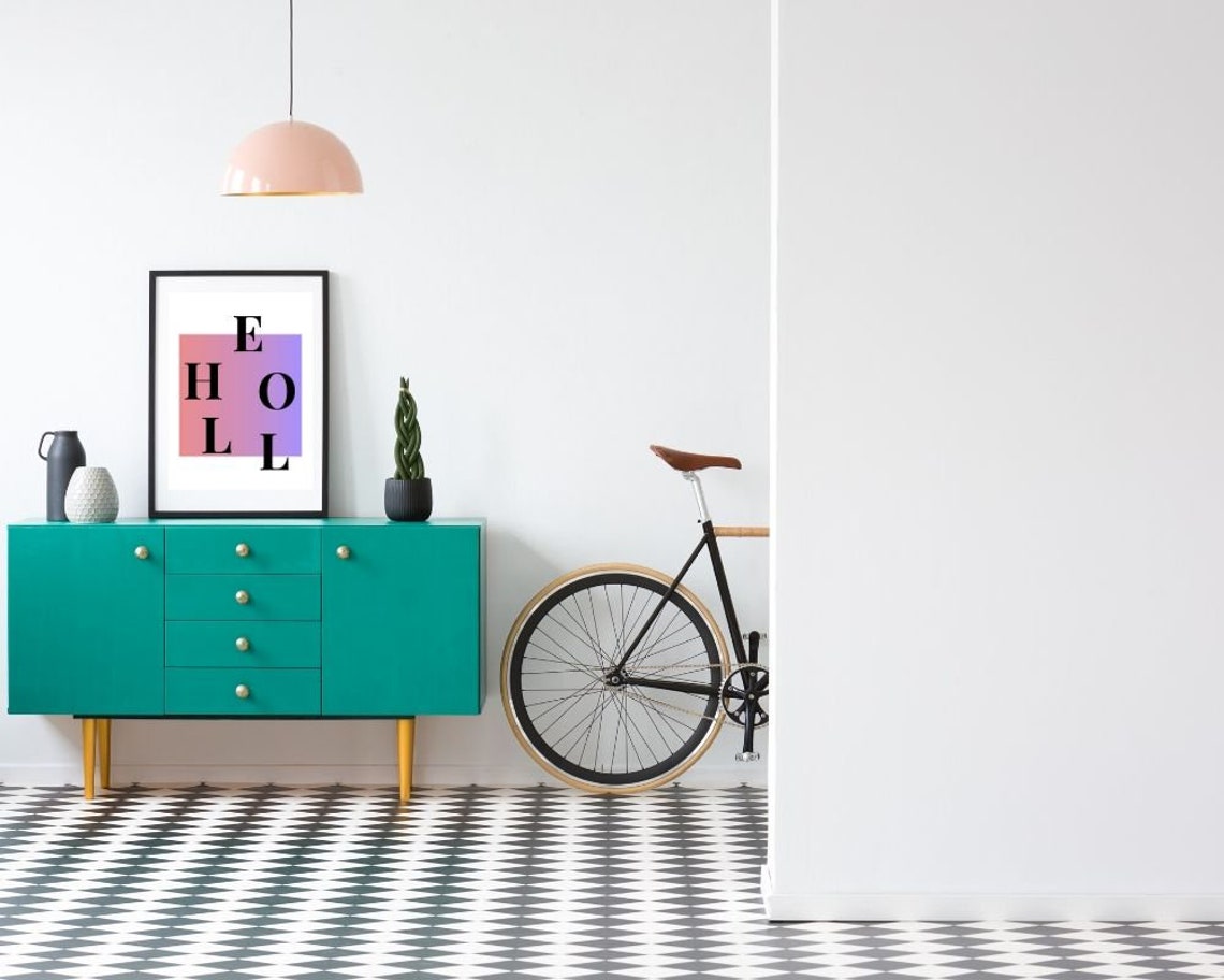 Hello Abstract Design Printable Art Piece, Bold Lettering, Bright and ...