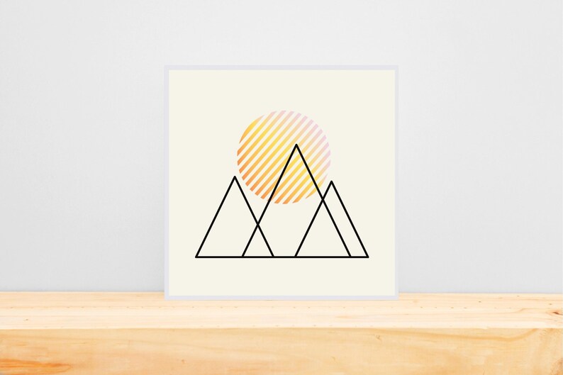 Minimalist Mountain Art Print Scenic Home Decor with Gradient Pattern, Modern Design, Printable Wall Art, Instant Download image 1