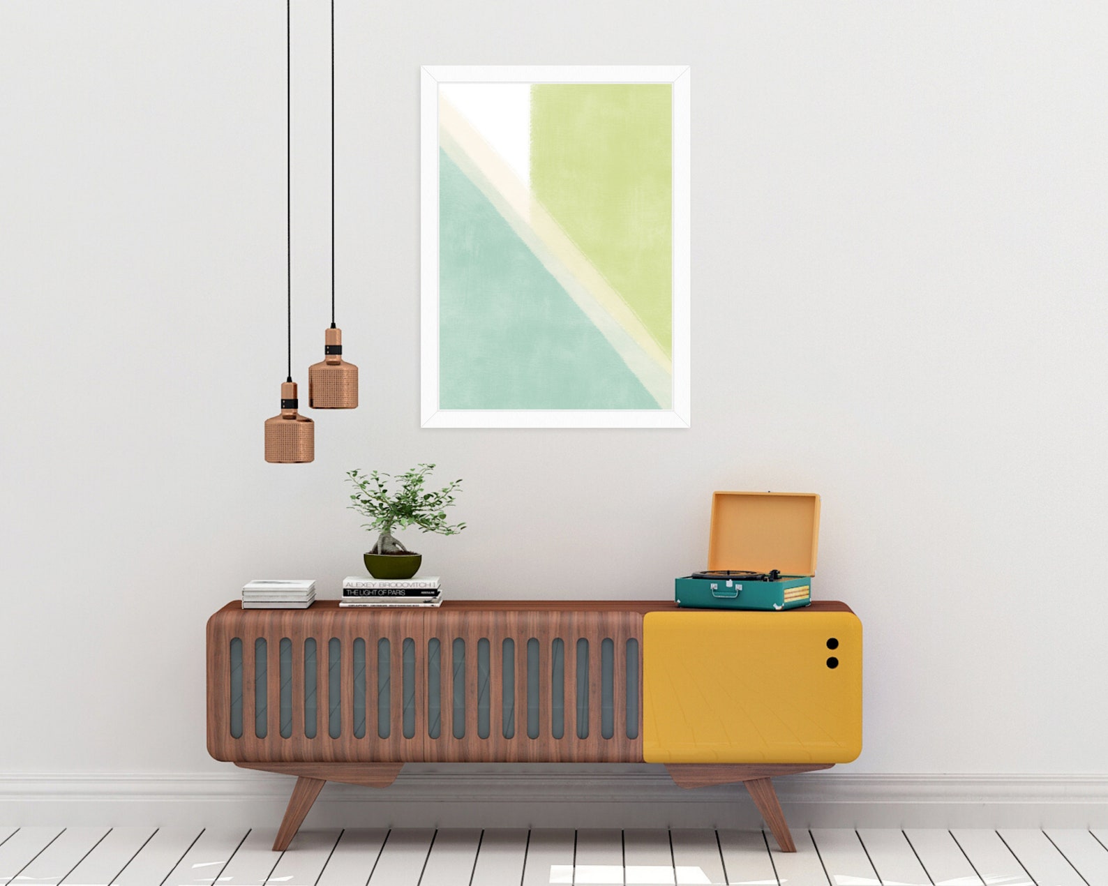 Shades of Green Geometric Art Print, Bright and Unique Wall Art ...