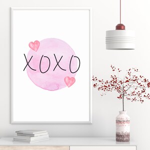 XOXO Art Print, Pink Hearts Wall Art, Valentine's Day Gift Idea, Heart Wall Decor, Instant Digital Download, Art Printable, Pink Decor image 5