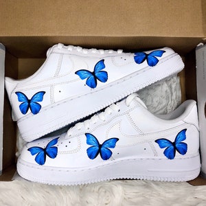 Butterfly Teal Blue 3M Heat Transfer DECAL ONLY stickers - Nike Air Force 1 custom heat transfer - custom shoes custom vans nikes butterfly