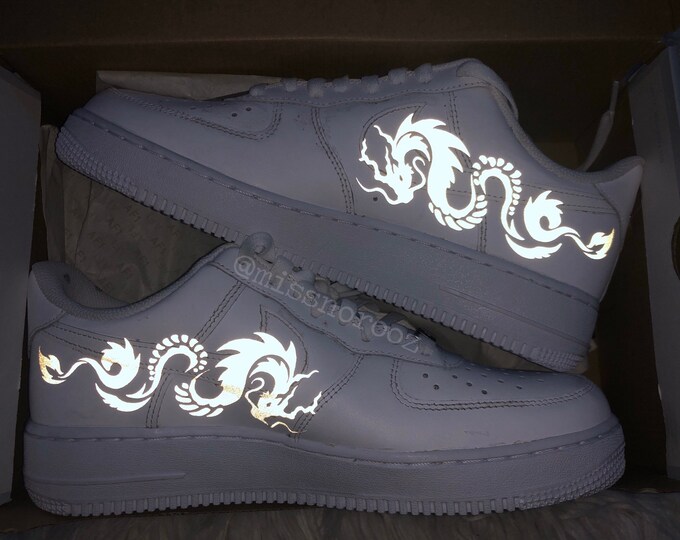 Reflective Dragon Flames 3M Heat Transfer DECAL STICKERS ONLY nike Air