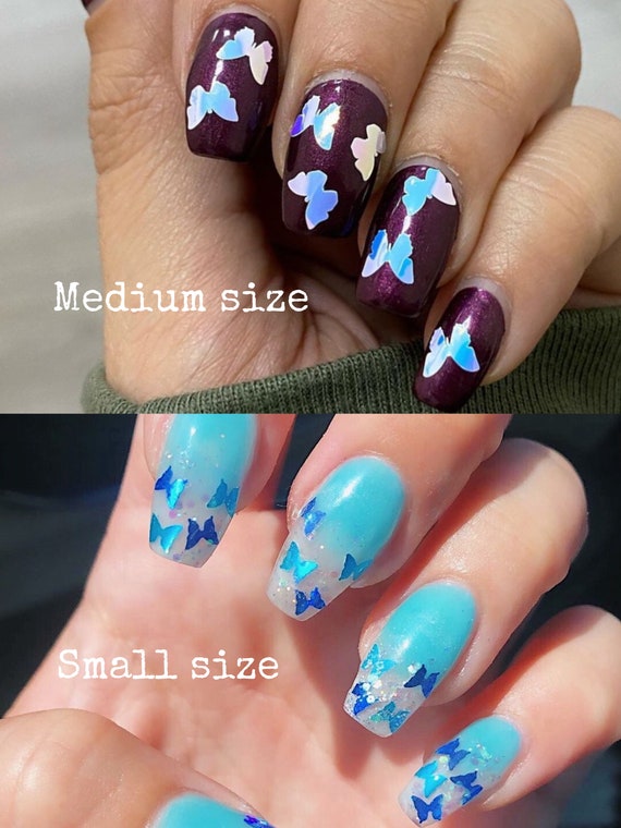 Blue Butterfly Design Nail Art Stickers Self Adhesive Flower - Temu