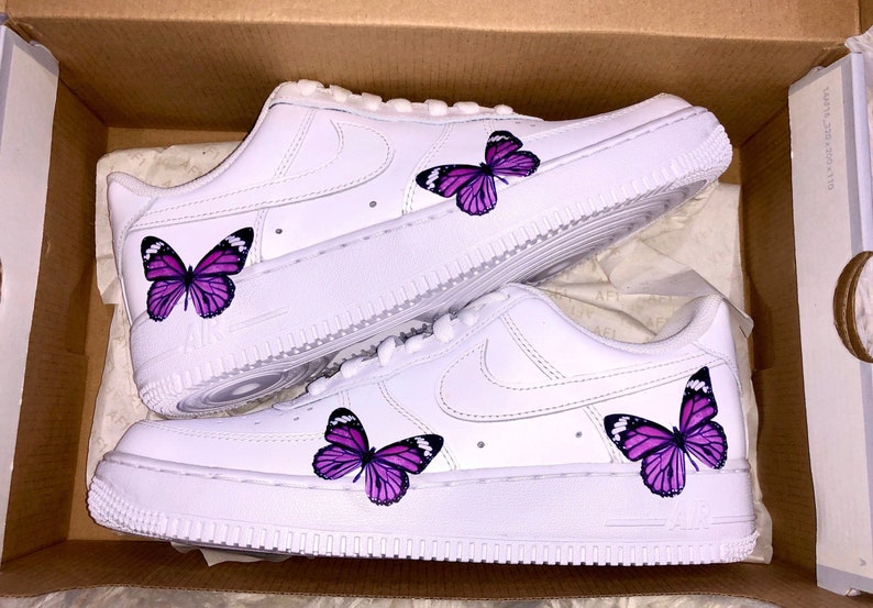 Butterfly Purple Monarch 3M Heat Transfer DECAL ONLY Stickers - Nike Air Force 1 custom heat transfer - custom shoes vans nikes butterfly 