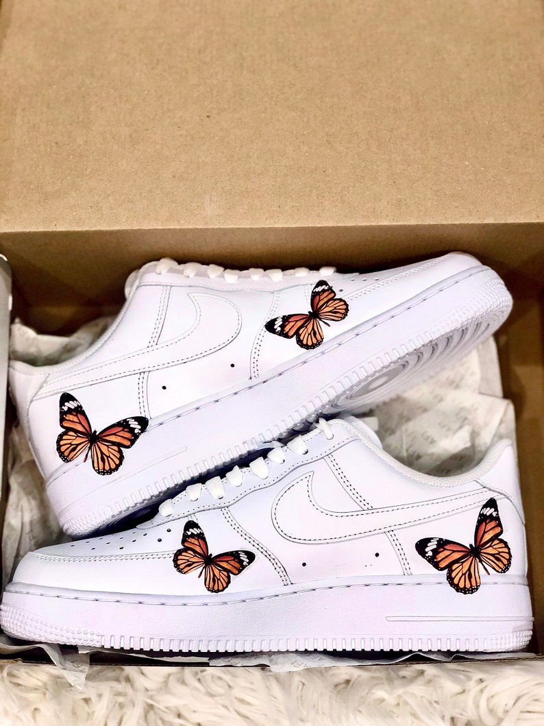 Butterfly Monarch 3M Heat Transfer DECAL ONLY Stickers - Nike Air Force 1 custom orange heat transfer - custom shoes vans nikes butterfly 