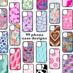 99 Iphones Case Design Patterns! Aesthetic cute indie hearts stars case-tiktok inspired designer phone case y2k retro trendy-Valentines Gift