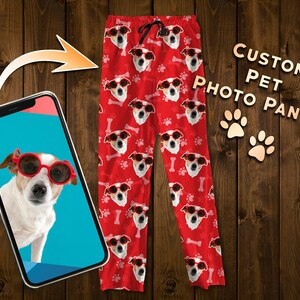 Custom Dog Photo Pajamas, Personalized Pet Gift Idea, Pet Face Pajamas, Him and Her Pajama pj pants