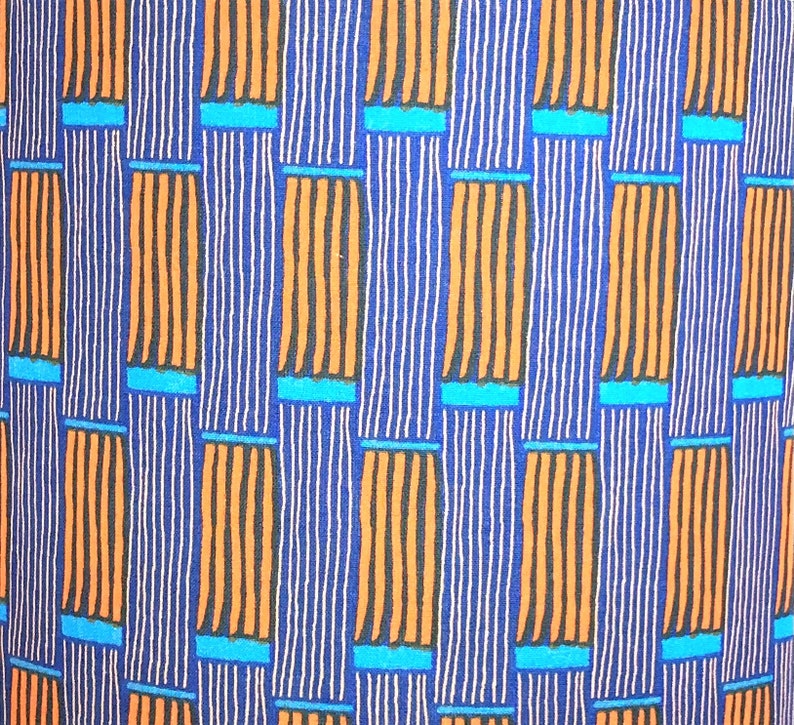 Abat-jour en tissu aux rayures oranges et bleues image 4