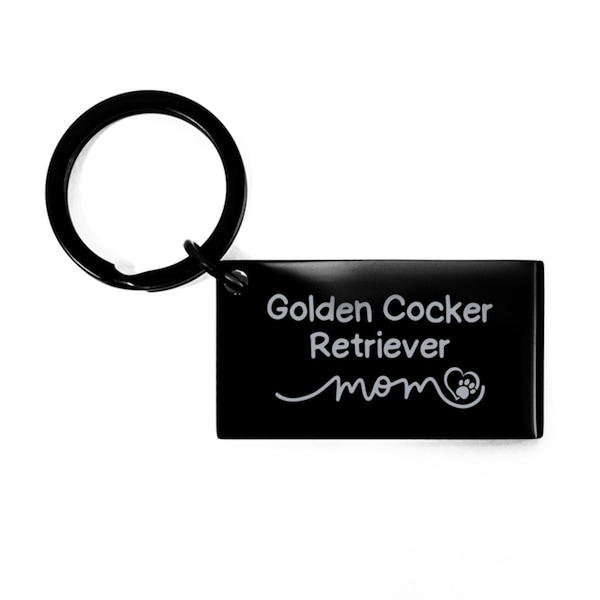 Golden Cocker Retriever Mom Keychain Gift, Golden Cocker Retriever Dog Mom Black Keychain Engraved For Mixed Dog Mom Golden Cocker