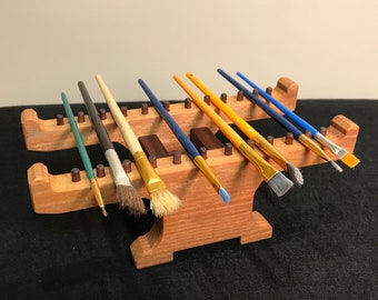 Paintbrush Stand - Ash and Walnut - Paintbrush Holder - Paintbrush Rest - Paintbrush Rack - Paintbrush Storage - Paintbrush Dryer- Painting