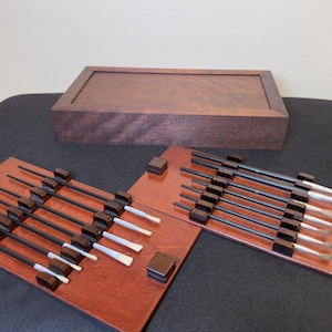 Peruvian Walnut Paintbrush Storage Case: Protect, Organize, Dry, And Store 14 Brushes.