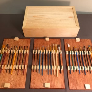 Paintbrush Storage Case - Pine - Paintbrush Storage Box - Paintbrush Holder - Paintbrush Organization - Painting Storage - Art Storage
