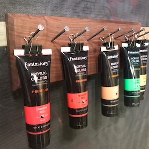 Walnut Paint Tube Holder - Necklace Hanger - Paint Tube Storage - Paint Tube Hanger - Car Key Hanger - Painting Storage, Arts and Crafts