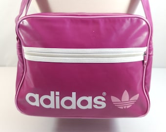 Vtg 1990s Adidas Purple Pink Trefoil Airliner Messenger Shoulder Crossbody Bag