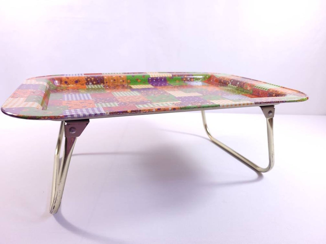Vintage 1970's Folding Metal TV Lap Tray Cosy Flowers Etsy