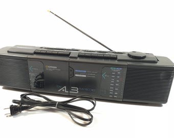 Citizen AM/FM Stereo Double Cassette Recorder 1990s Black JTR1480K, WORKS!