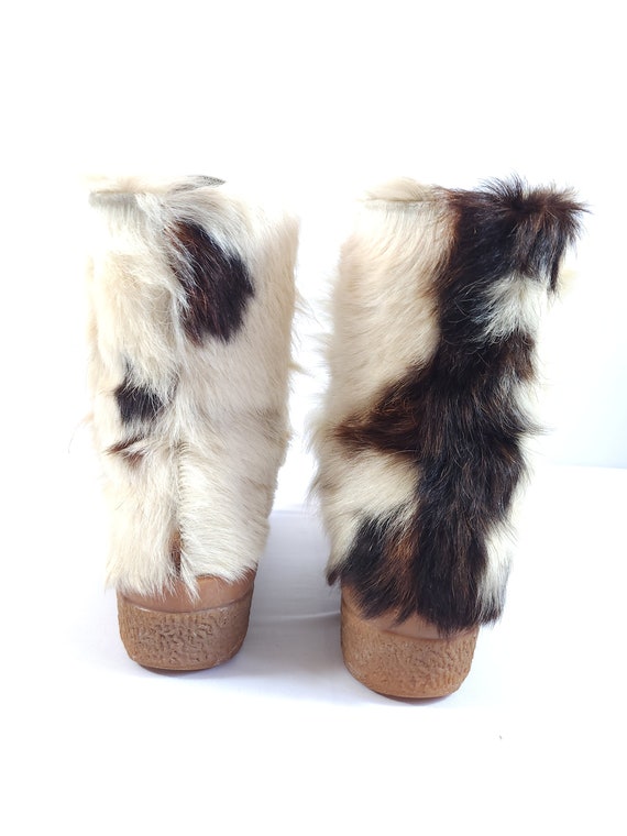 VTG 1970s Fur & Shearling Beige Ankle Boots, 8 Me… - image 6