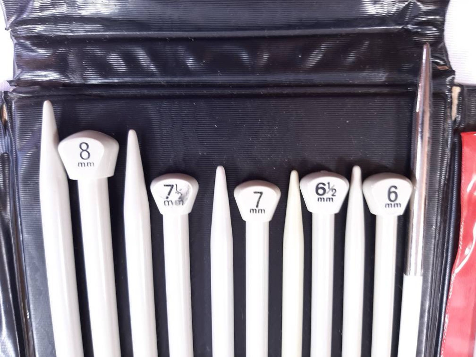 Vtg AERO Long Knitting Needles Set w/Brown Faux Leather Case Etsy