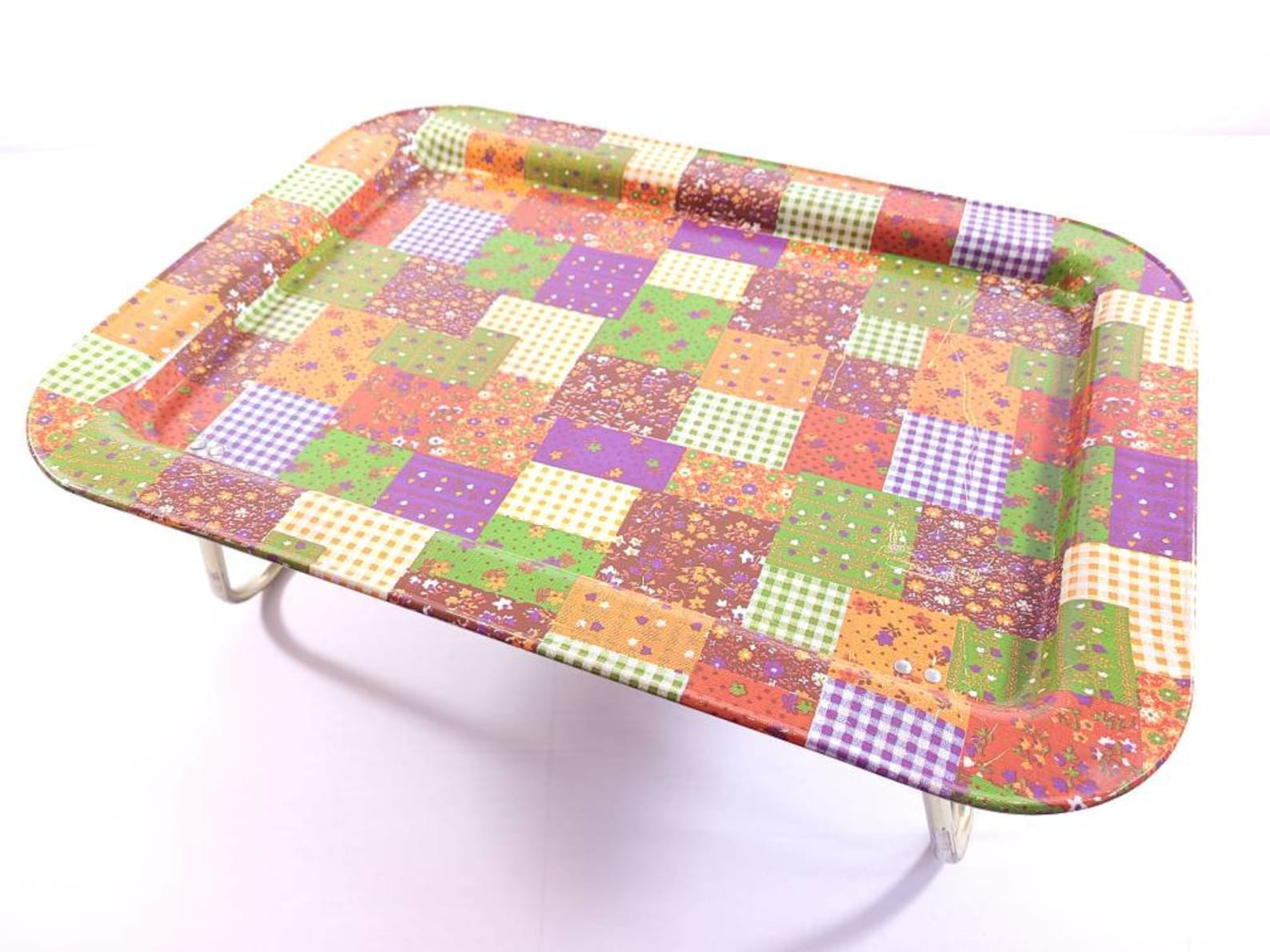 Vintage 1970's Folding Metal TV Lap Tray Cosy Flowers Etsy