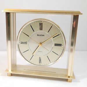 VTG Bulova B1700 Brass Mantle Clock Quartz Battery Japan