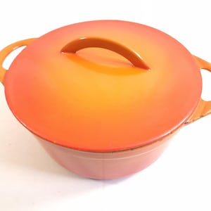 1950s Cousances Le Creuset #18, Enamel Cast Iron 2 QT Round Dutch Oven, France