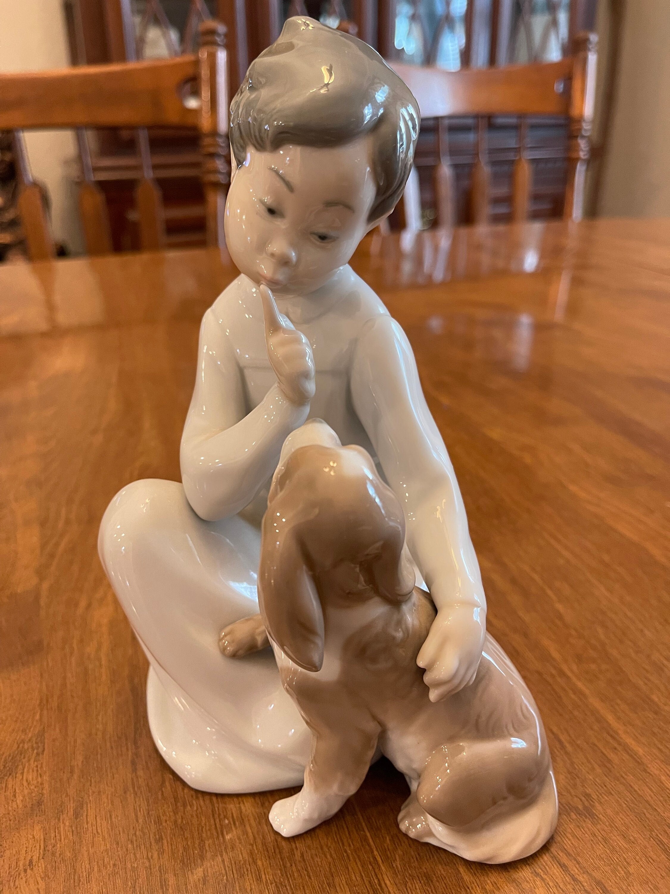 Lladro Boy With Dog 4522 Glossy Figurine Etsy