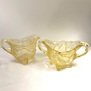 Tiara Sweet Pear Yellow Creamer and Open Sugar Bowl