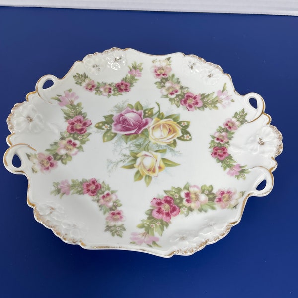R.C. Pensee Bavaria Floral Porcelain Serving Dish Antique