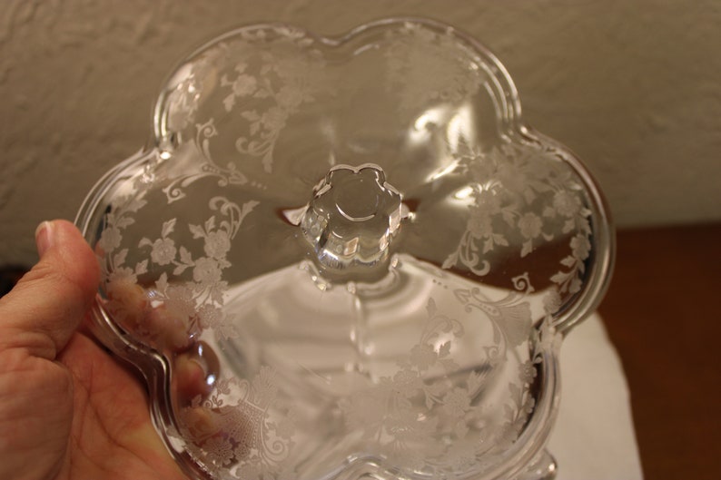 3 Sectioned Candy Dish With Lid first Love by Duncan and Miller Etsy