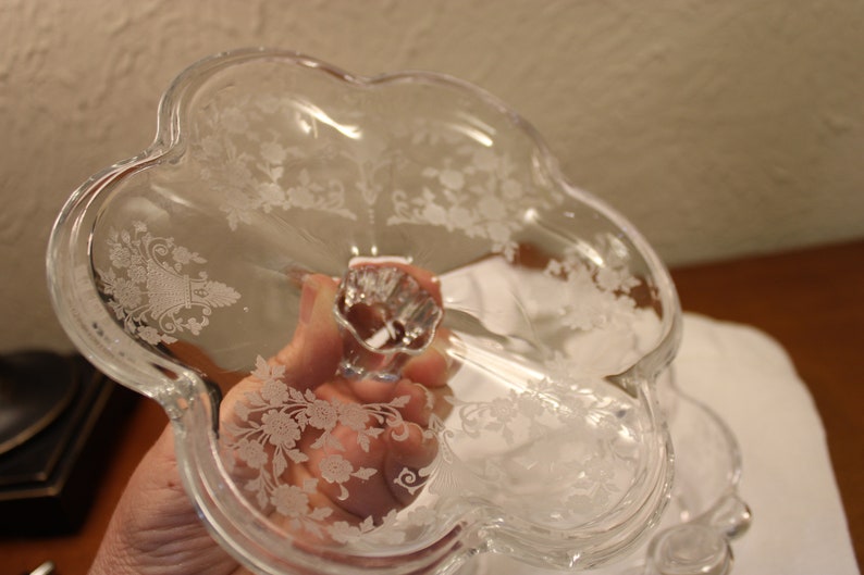 3 Sectioned Candy Dish With Lid first Love by Duncan and Miller Etsy
