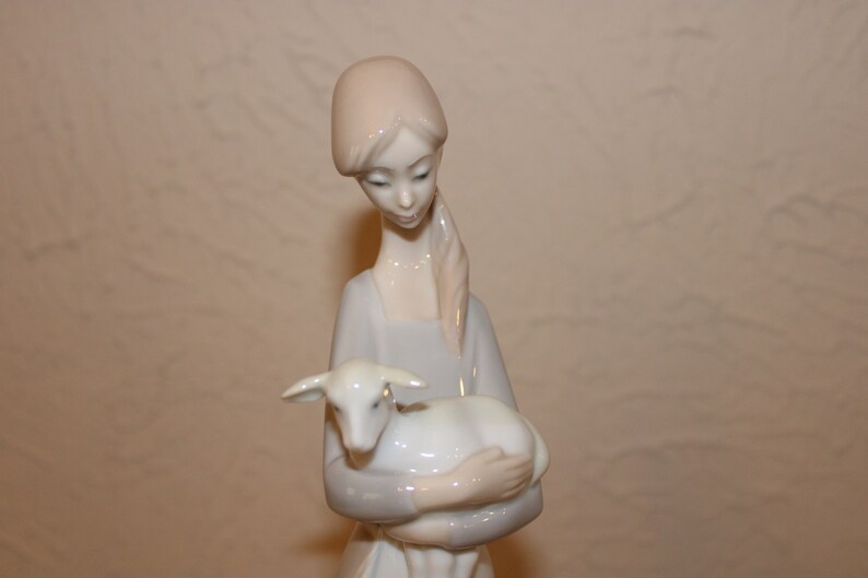 Lladro' 4505 girl With Lamb Figurine Etsy