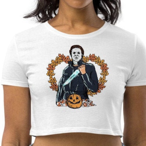 Creppy Crop Top 80s Spooky Crop Top Etsy